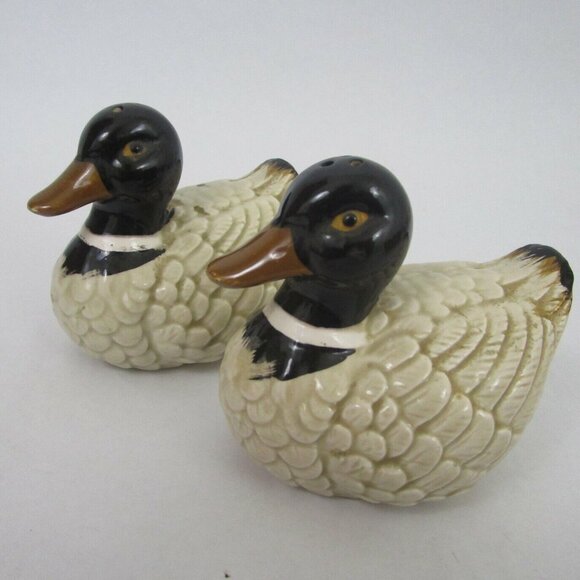 Wood Duck Ring Neck Vintage Salt & Pepper Shakers Japan New/Unused Hand Painted - Picture 2 of 6